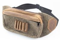 Bauchtasche aus Wollfilz und Leder mit Muff